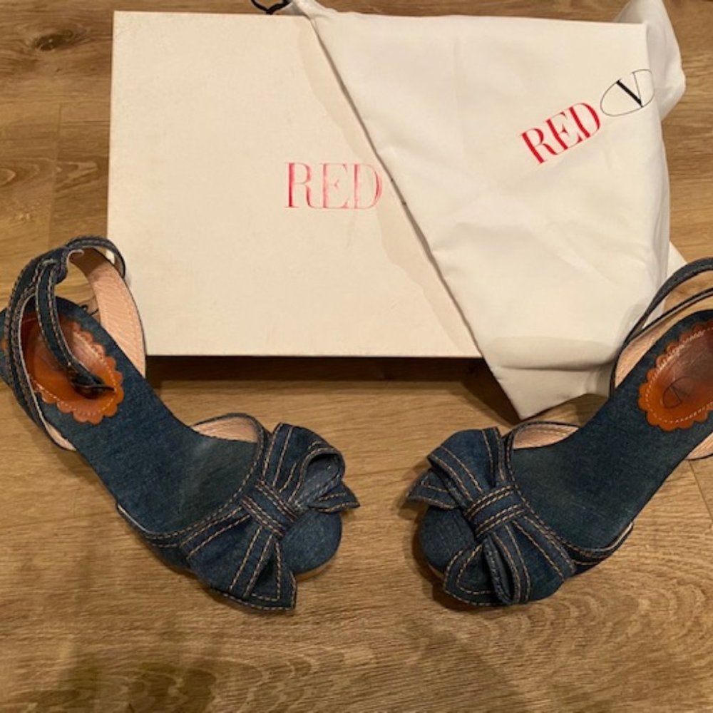 Red Valentino wedge denim shoes